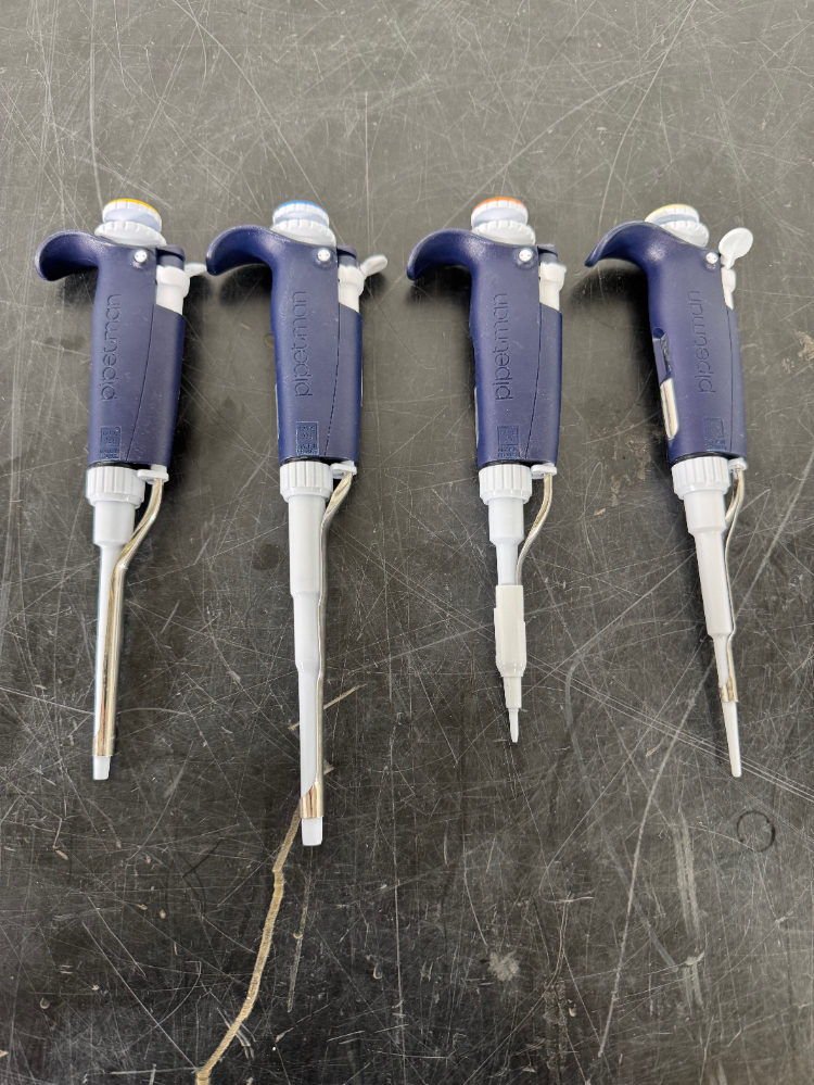 Image of Gilson Pipetman Single Channel Pipettes - Quantity 4